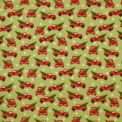 Red Truck Holiday Flannel Green